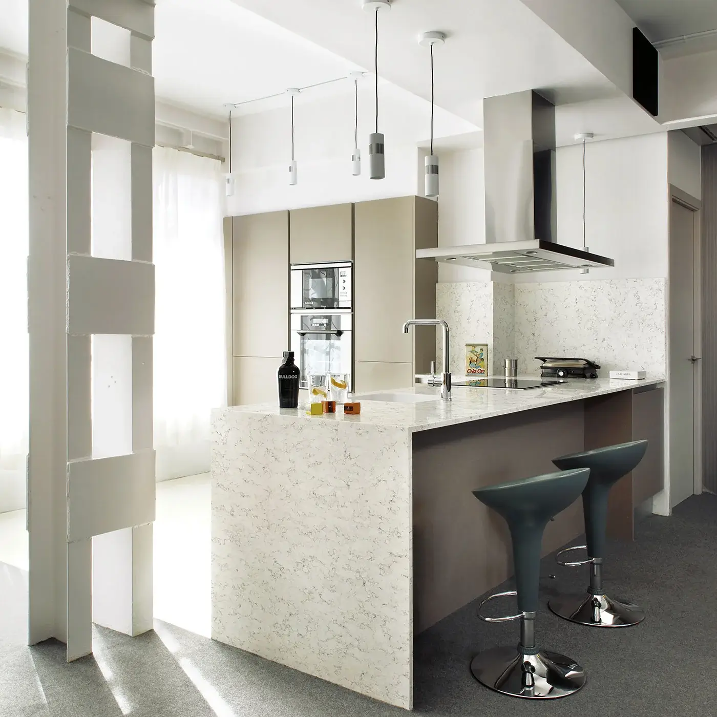 Silestone Blanco Orion Waterfall Countertops